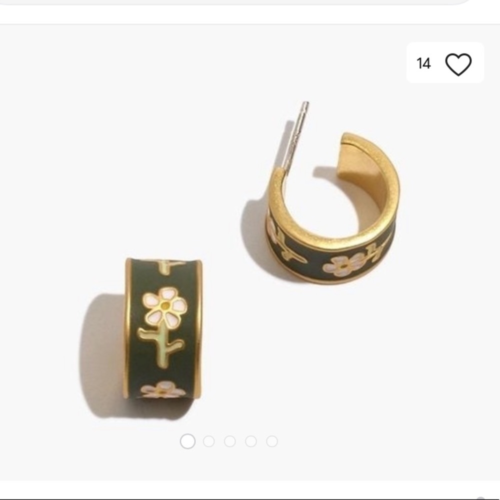 NWT madewell enamel flower huggie hoop earrings